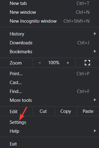 Скриншот: меню Настройки браузера