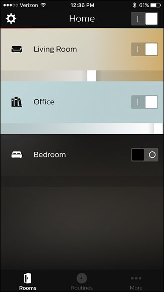 Экран управления комнатой со слайдером яркости