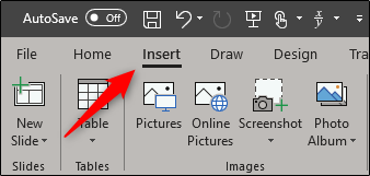 Вкладка «Вставка» в PowerPoint