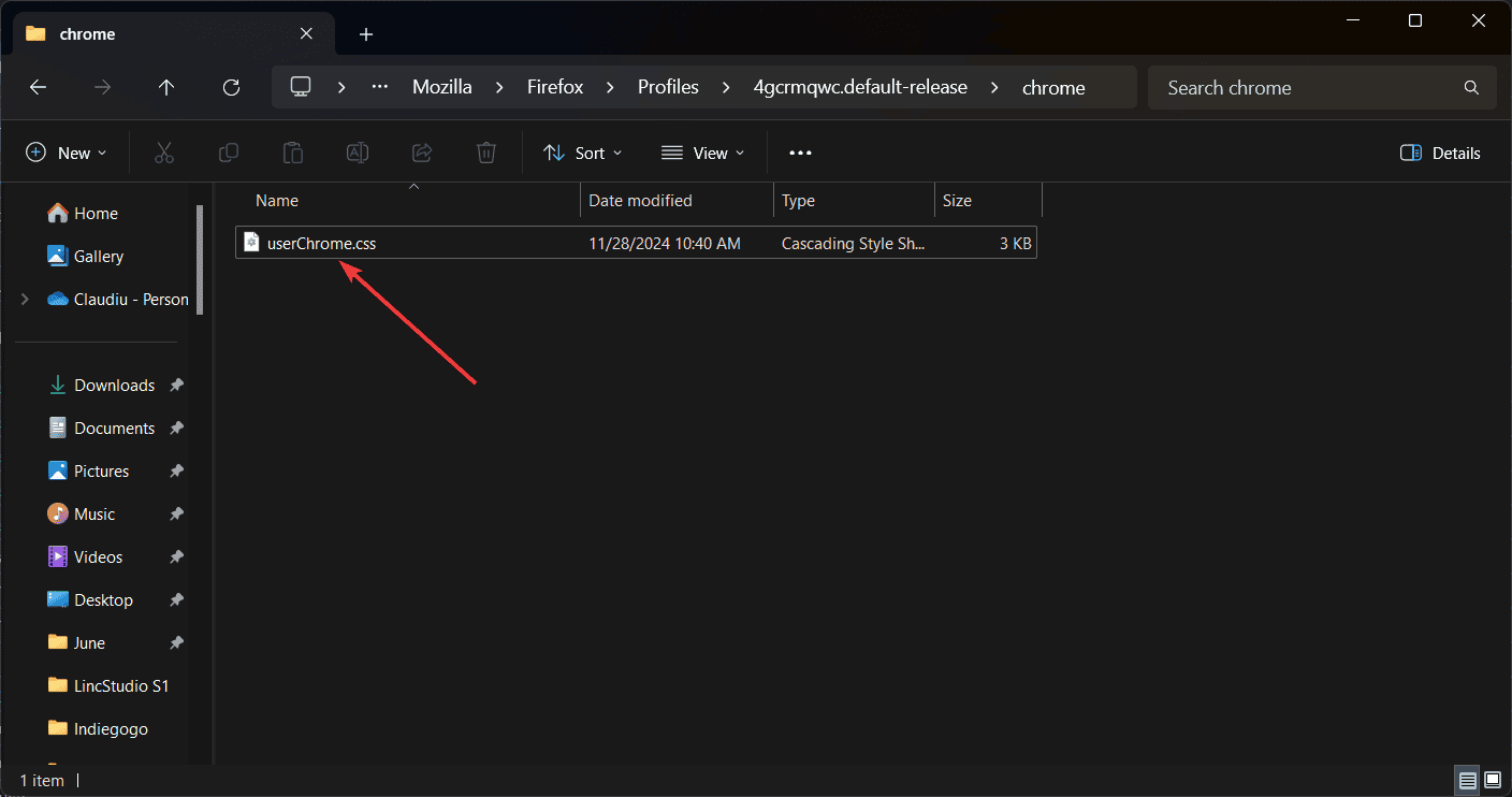 Создание и редактирование файла userChrome.css в Проводнике