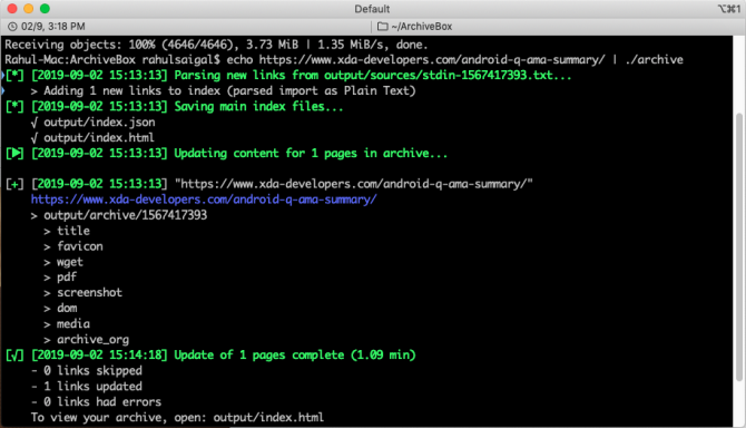 Архивация одной ссылки через скрипт archive
