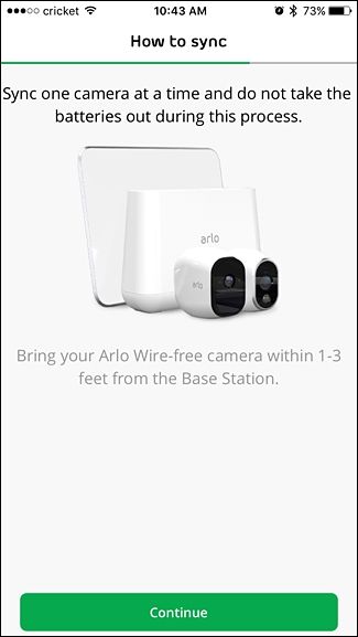 Инструкция в приложении: начать синхронизацию камер