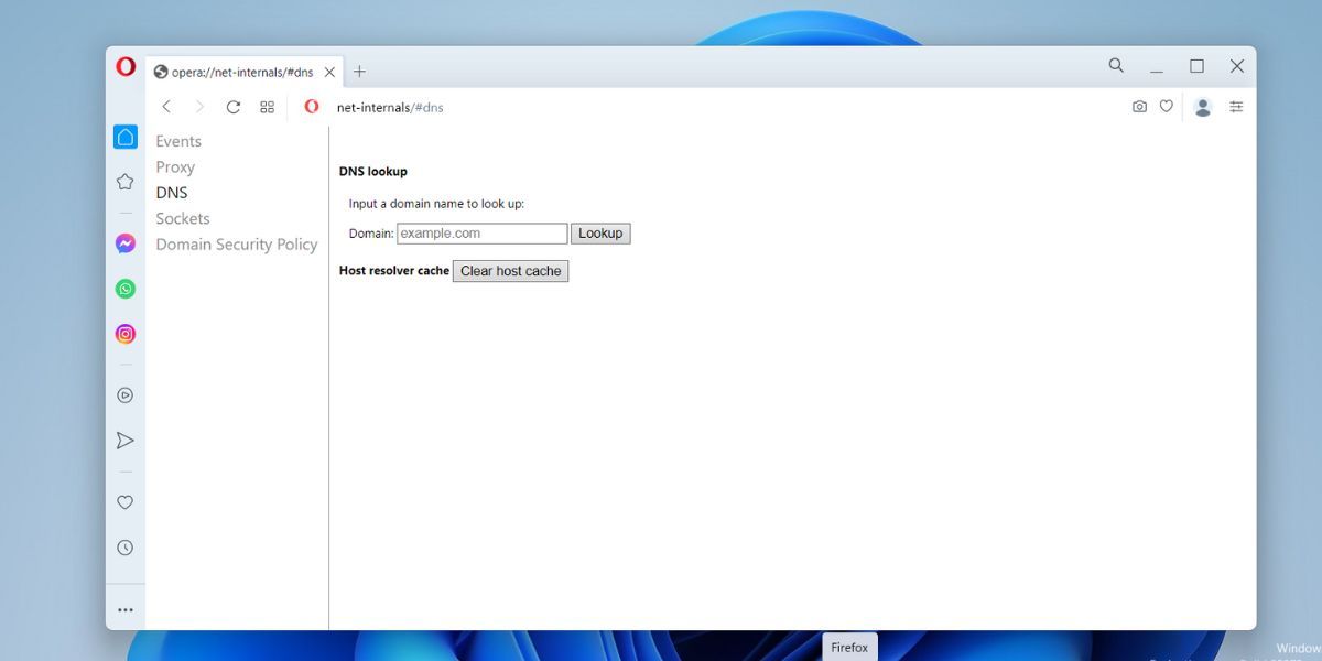 Страница DNS в браузере Opera