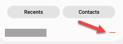 Нажмите значок минус для разблокировки номера