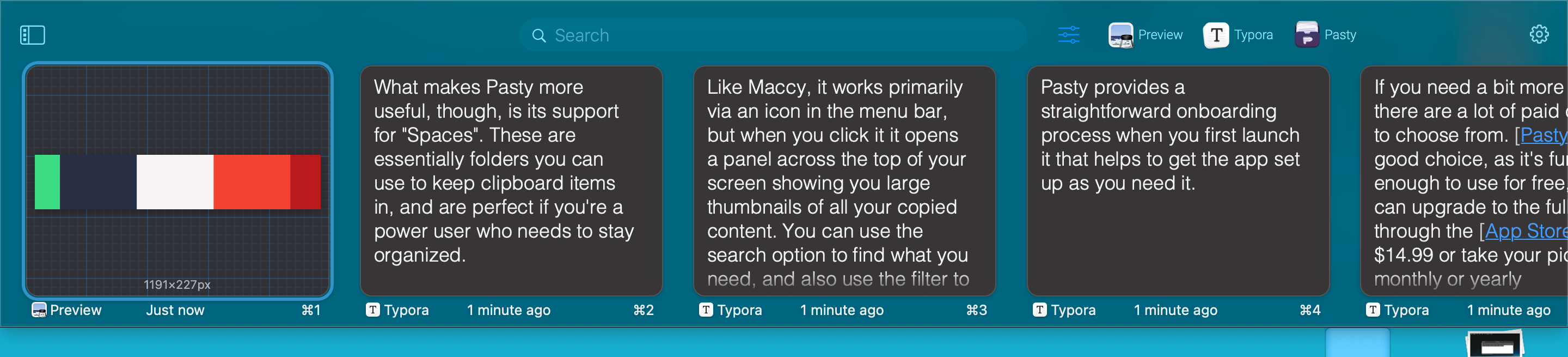 Просмотр истории буфера обмена в Pasty