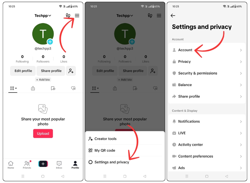 tiktok account settings