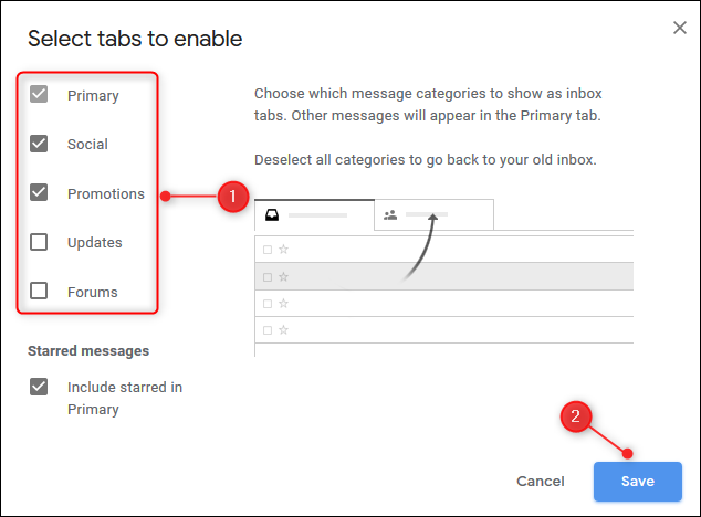 Отметьте галочками вкладки, которые хотите видеть, и нажмите «Сохранить»