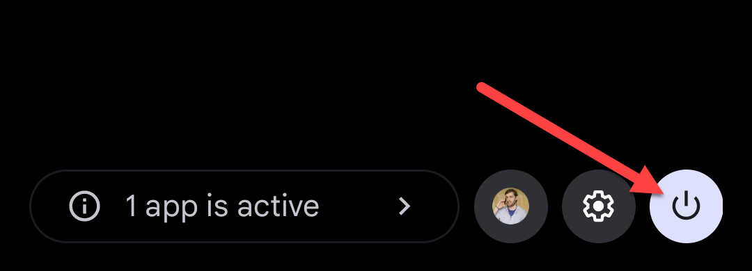 Выберите значок питания внизу панели быстрых настроек