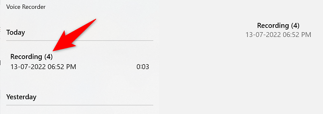 Сохранённые записи в Диктофоне.