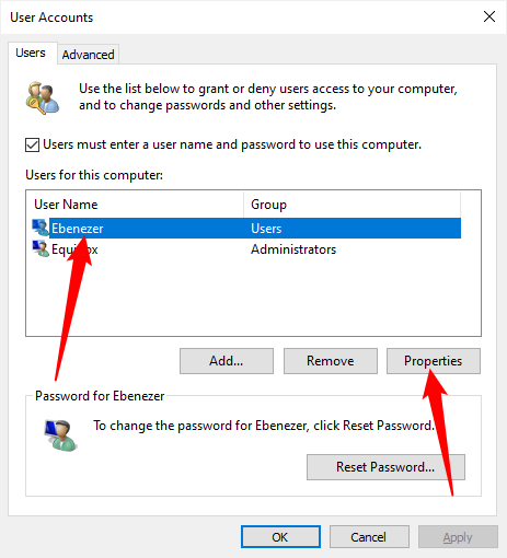 Выберите учётную запись и нажмите 