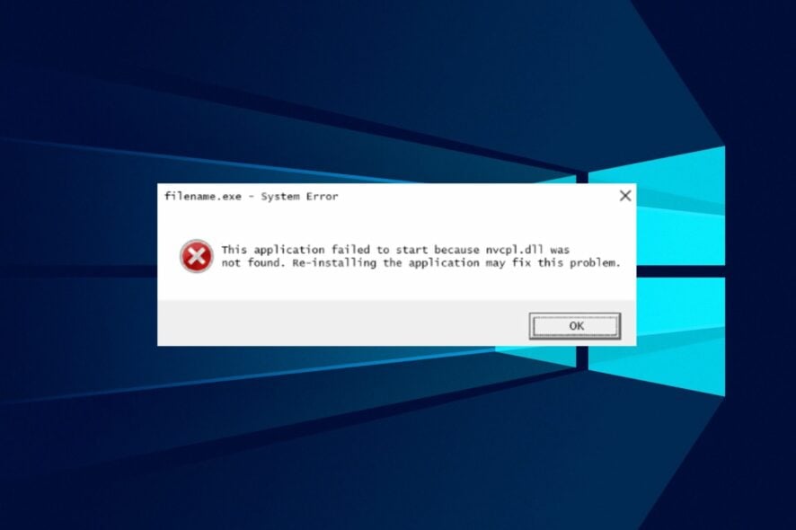 Как исправить ошибку nvcpl.dll в Windows