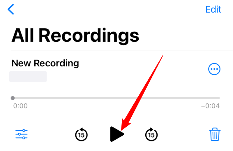 Нажмите кнопку воспроизведения записи