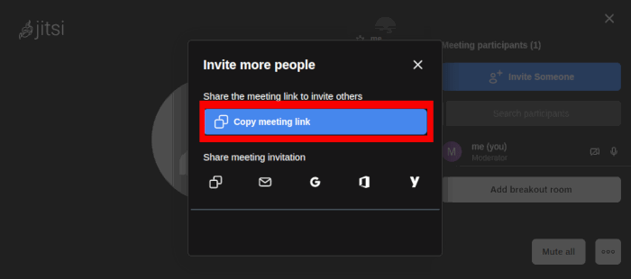 Копирование ссылки конференции