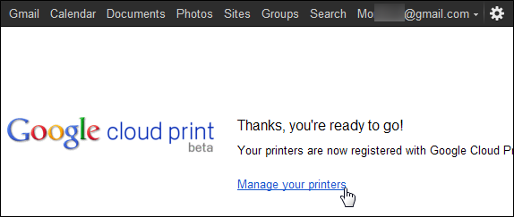 Список заданий печати на сайте Google Cloud Print