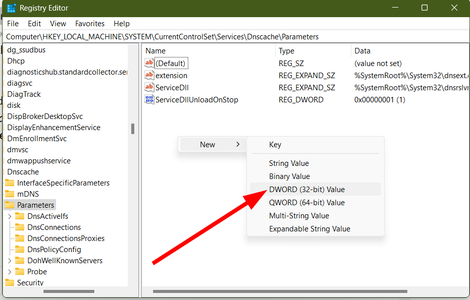 Создание нового DWORD значения в реестре
