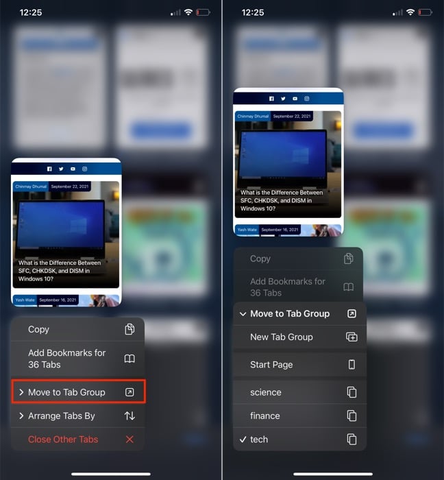 Группы вкладок Safari в iOS 15 и iPadOS 15