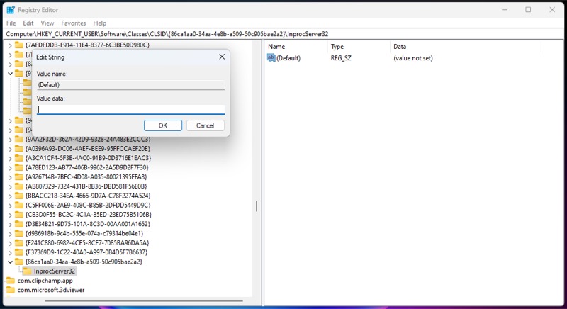 Установка пустого значения для Default