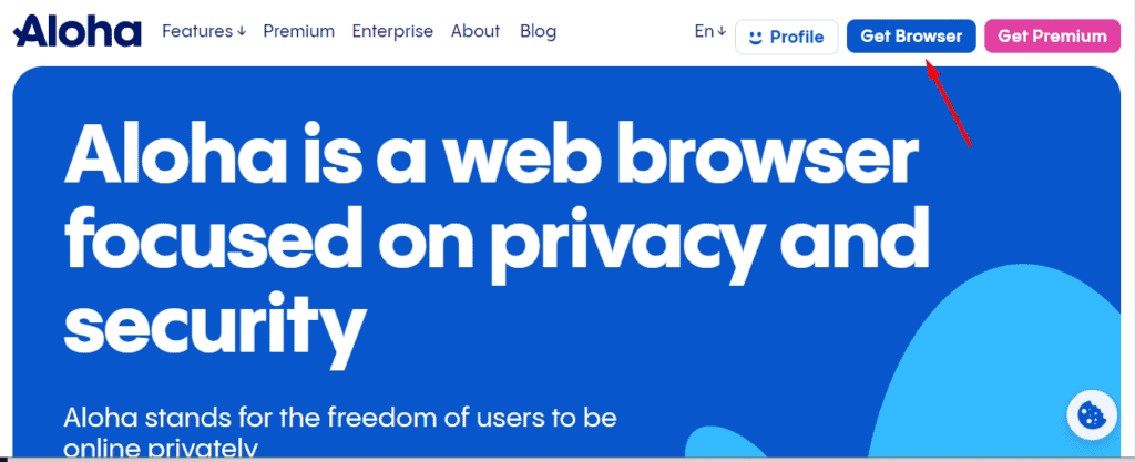 Кнопка «Get Browser» на сайте Aloha
