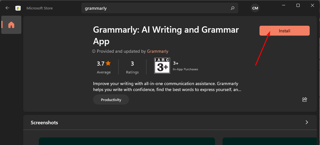 Grammarly disponibile nel Microsoft Store