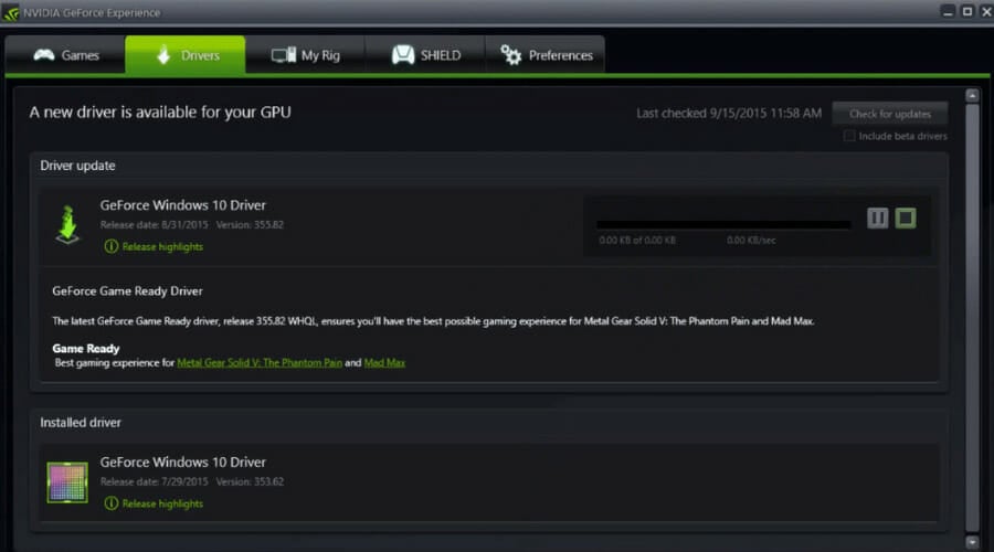 Обновление драйвера NVIDIA GeForce