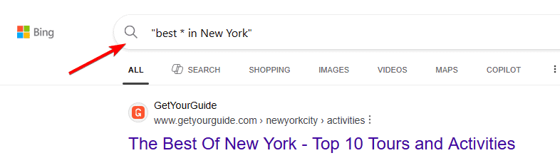 Пример использования подстановки со звёздочкой