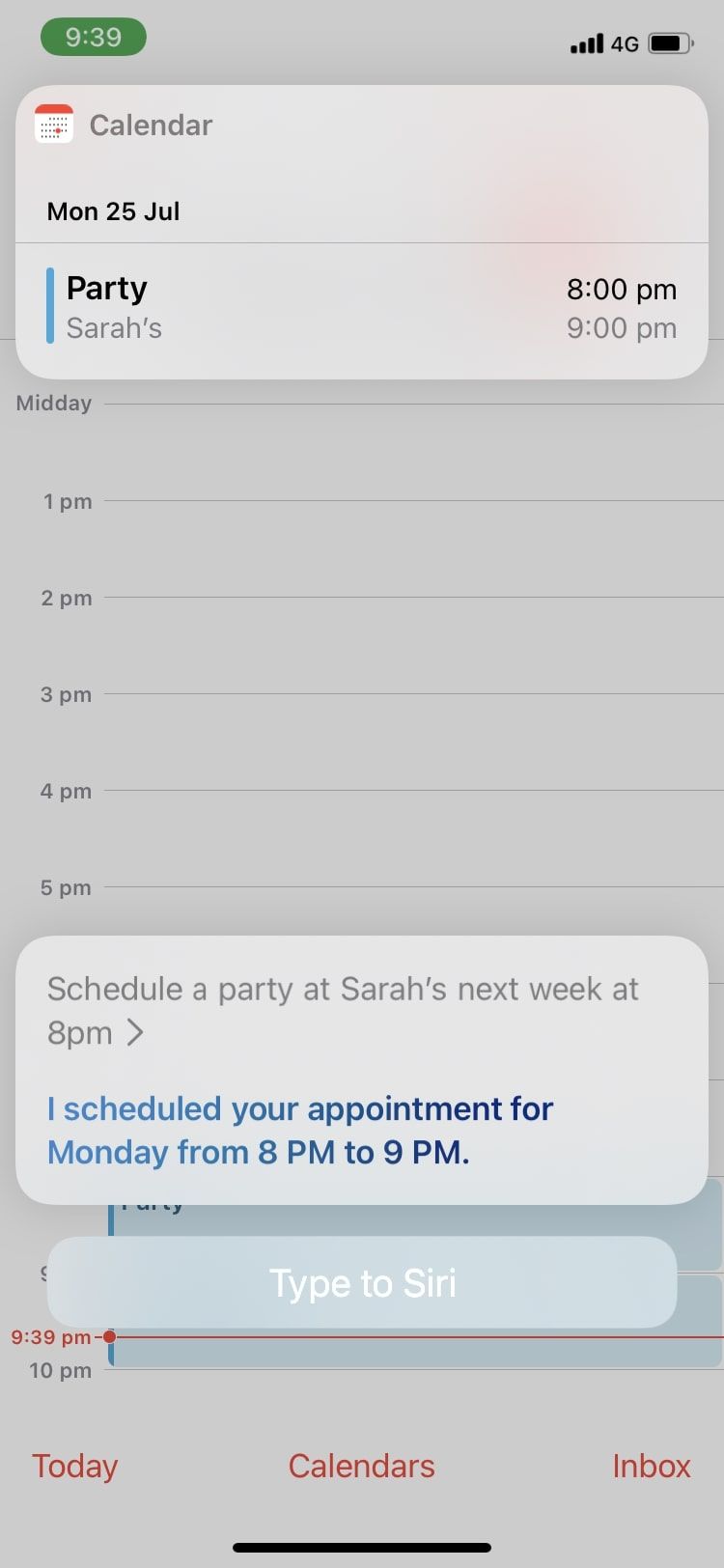 Siri добавляет событие в календарь