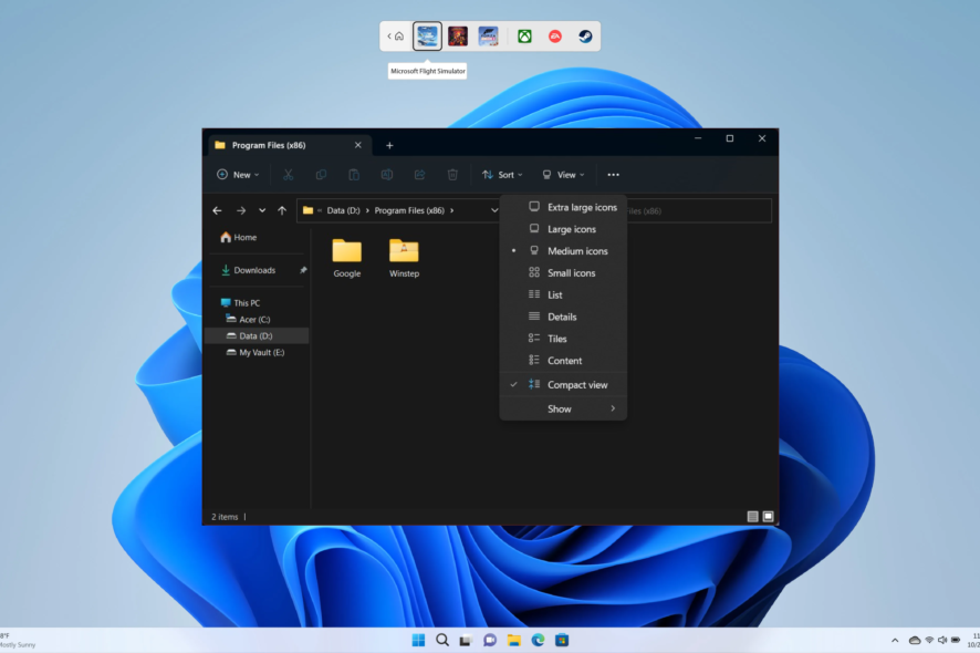 Изменить вид папок в Windows 11