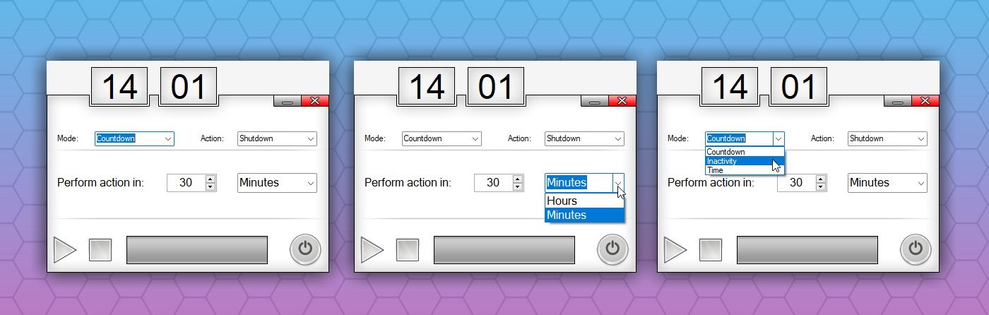 Скриншот Sleep Timer с главным экраном и опциями
