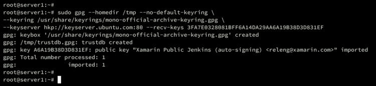 Добавление GPG-ключа Mono