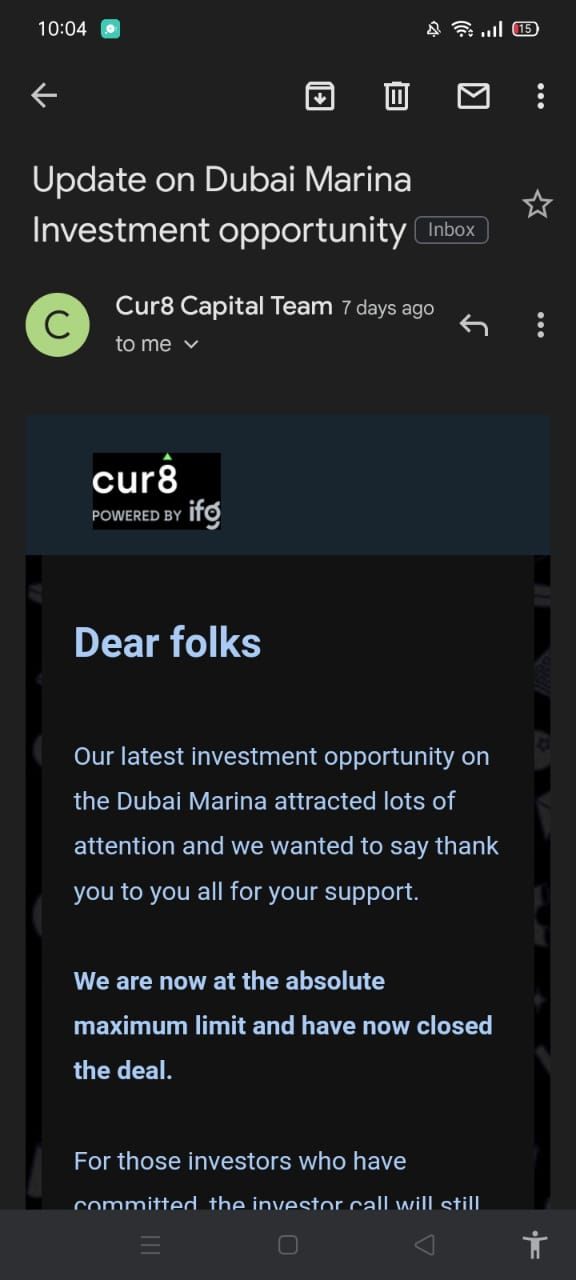 Открытие письма рассылки в мобильном приложении Gmail