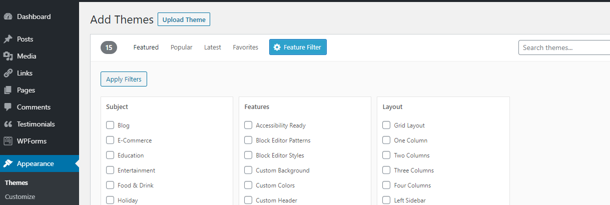 Скриншот: поиск тем по ключевым словам
