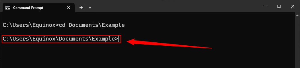 Успешная смена каталога в Командной строке. 