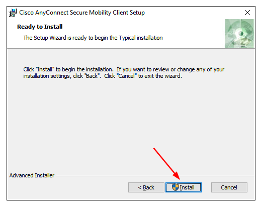 Процесс установки