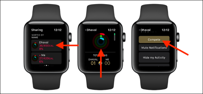 Нажмите на опцию Соревноваться в приложении Активность