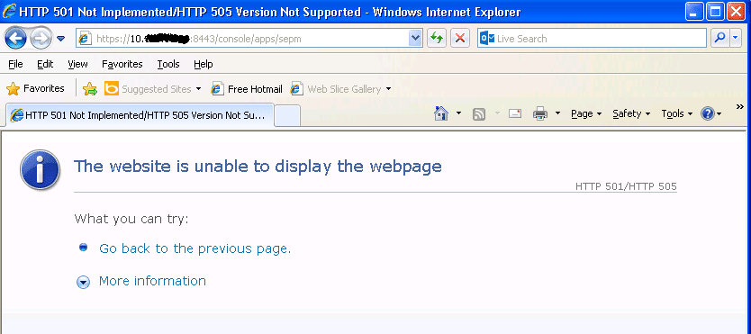 Иллюстрация ошибок HTTP 501 и 505 в браузере