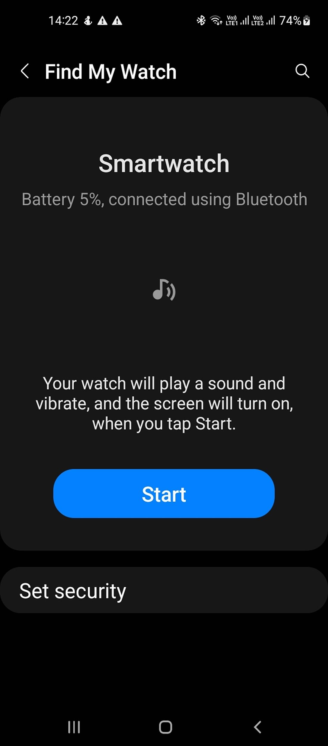 Включение Find My Watch в Samsung Galaxy Watch 4