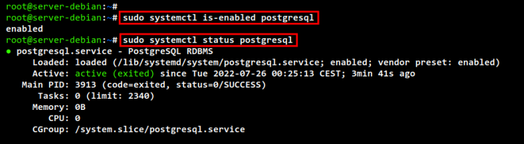 Проверка статуса PostgreSQL