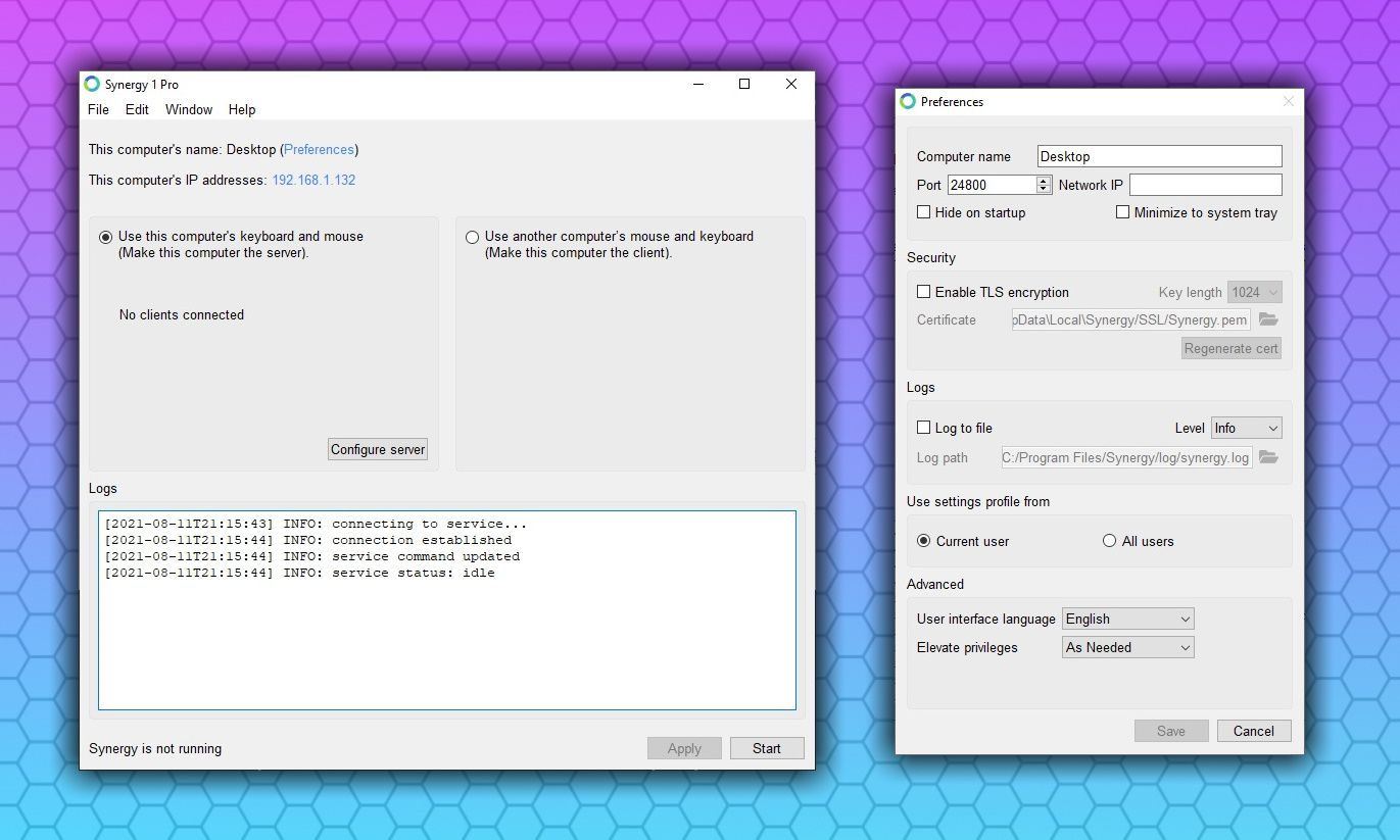 логотип Synergy и пример конфигурации