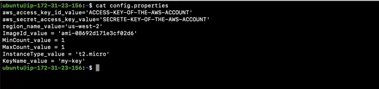 Скриншот config.properties