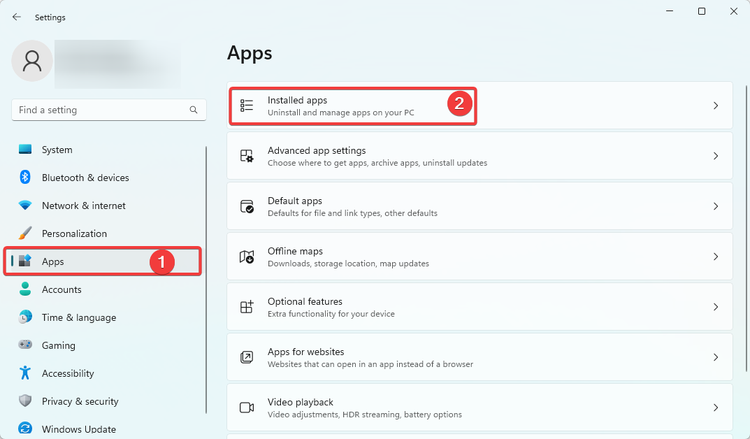 Список установленных приложений Windows