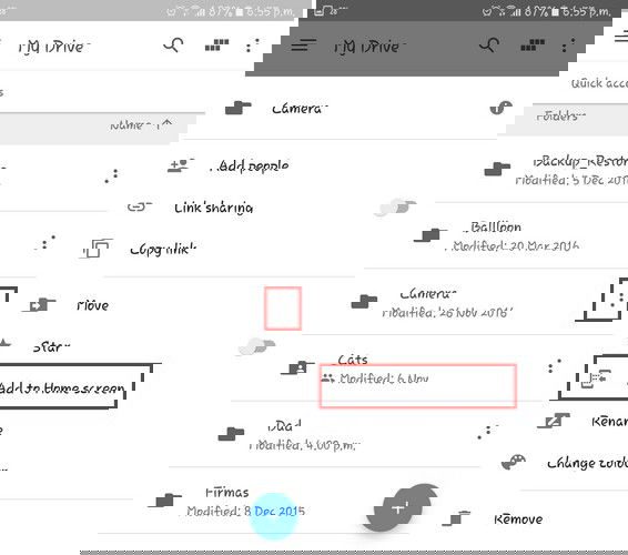 Creazione scorciatoia cartella su Android