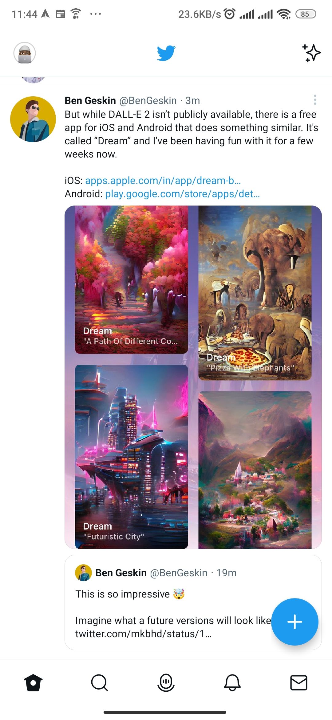 Twitter Home tab on Android