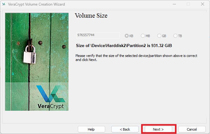Проверка перед шифрованием в VeraCrypt