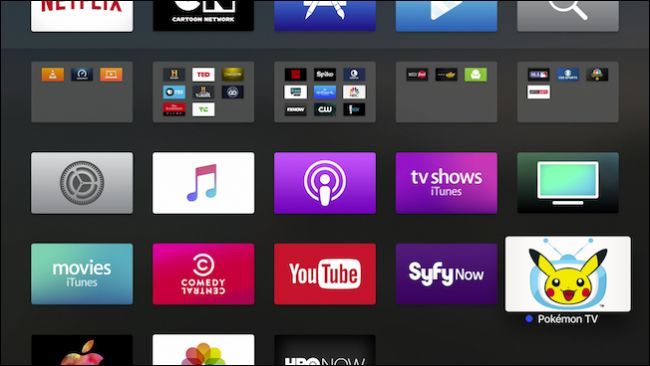 Упорядоченный главный экран Apple TV с папками