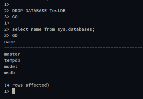 Скриншот: база TestDB удалена из списка