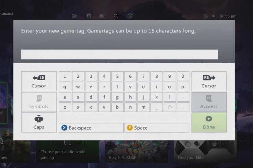 Телефон как клавиатура для Xbox