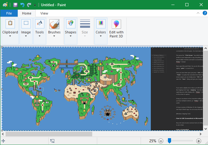 Вставка скриншота в MS Paint: окно Paint с изображением