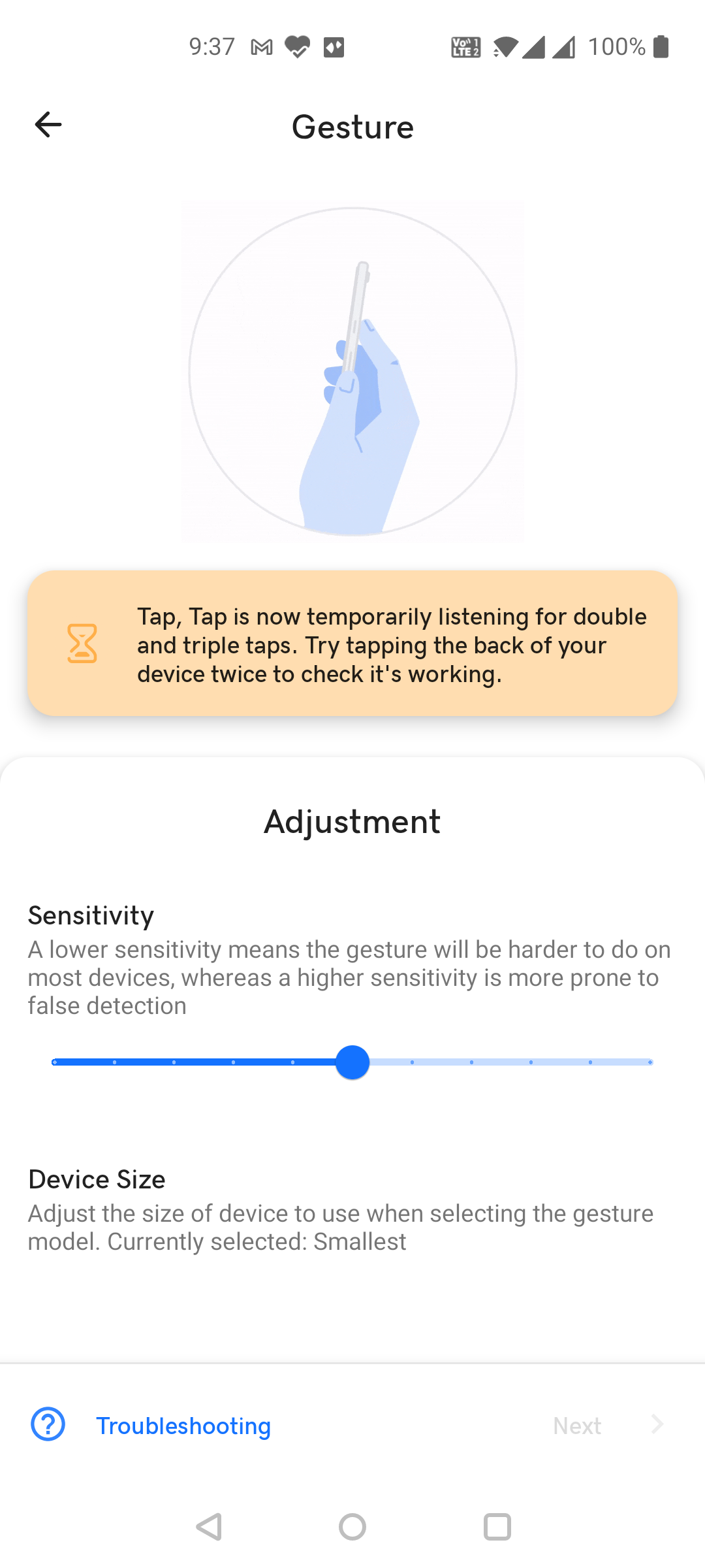 Дважды постучать по устройству Android