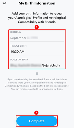 Enter the birth details.