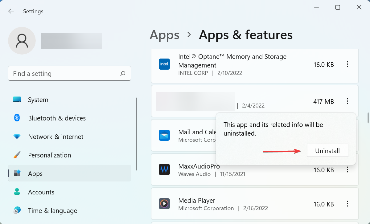 Подтверждение удаления приложения